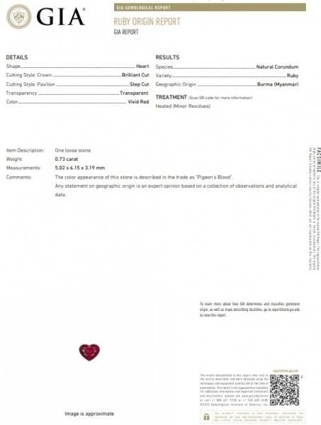 ルビーピジョンブラッドハートシェイプセット R 1.33ct GIA鑑別書付