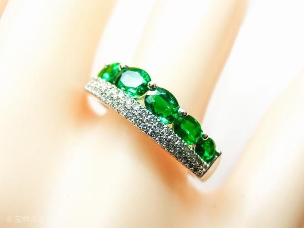 ザンビア産エメラルド ハーフエタニティダイヤモンドリング EM 1.13ct