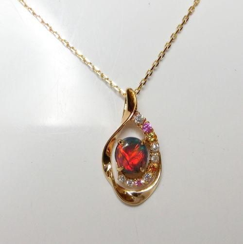 ブラックオパール ダイヤモンドネックレス BO 0.67ct D 0.06ct