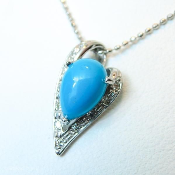 ターコイズ ダイヤモンドネックレス TQ 1.07ct D 0.09ct 45cm K18WG