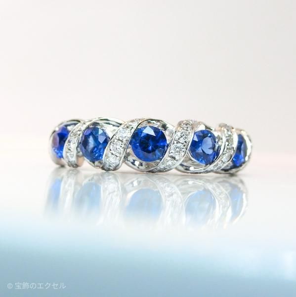 サファイア ダイヤモンドリング SA 0.96ct D 0.30ct K18WG