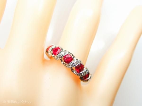 ルビー ダイヤモンドリング R 0.92ct D 0.32ct K18WG