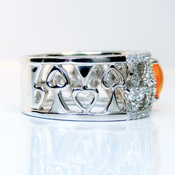 メキシコオパール ダイヤモンドリング OP 1.27ct D 0.82ct K18WG メキシコオパール ダイヤモンドリング OP 1.27ct D 0.82ct K18WG