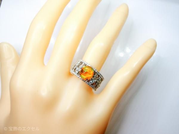 メキシコオパール ダイヤモンドリング OP 1.27ct D 0.82ct K18WG メキシコオパール ダイヤモンドリング OP 1.27ct D 0.82ct K18WG