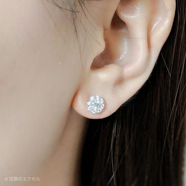 フラワーモチーフダイヤモンドピアス D 1.38ct K18WG