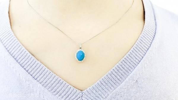 ターコイズ ダイヤモンドネックレス TQ 2.04ct D 0.23ct 45cm Pt900