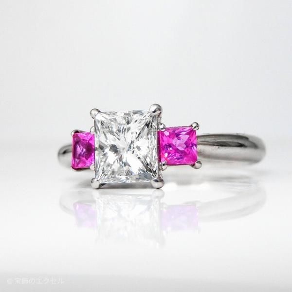 プリンセスダイヤモンド ピンクサファイアリング D 1.028ct PS プリンセスダイヤモンド ピンクサファイアリング D 1.028ct PS