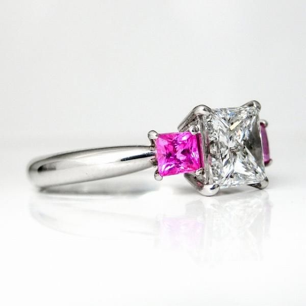 プリンセスダイヤモンド ピンクサファイアリング D 1.028ct PS プリンセスダイヤモンド ピンクサファイアリング D 1.028ct PS