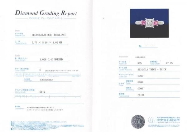 FANCY PINK  / SI-2 中央宝石研究所鑑定書☆ 0.262ct