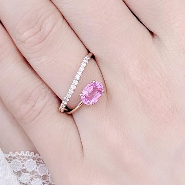 天然ピンク サファイア  ダイヤ リング0.87ct k18 ¥