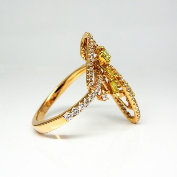 ファンシーイエローダイヤモンドリング FYD 0.70ct D 0.53ct K18YG ファンシーイエローダイヤモンドリング FYD 0.70ct D 0.53ct K18YG