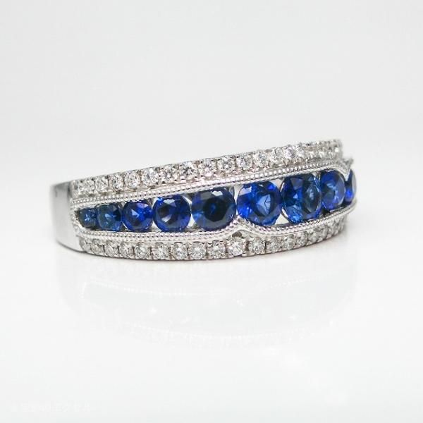 大人上品なおすすめコーデ サファイア ダイヤモンドバンドリング SA 0.80ct D 0.25ct K18WG アクセサリー