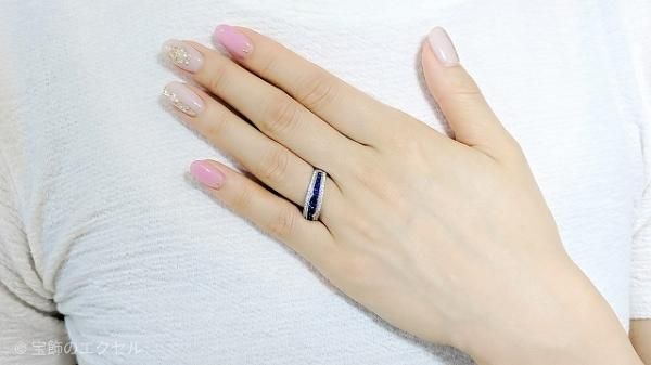 サファイア ダイヤモンドバンドリング SA 0.80ct D 0.25ct K18WG
