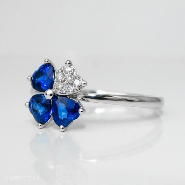 サファイア ・ダイヤモンド リング サファイア ダイヤモンドフラワーモチーフリング SA 0.89ct D 0.04ct K18WG