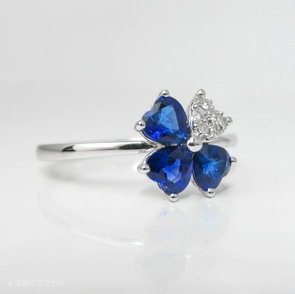 サファイア ダイヤモンドフラワーモチーフリング SA 0.89ct D