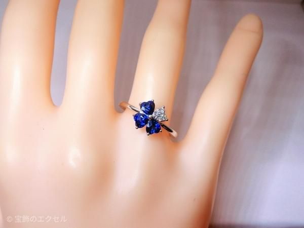ダイヤモンド サファイアリング サファイア ダイヤモンドフラワーモチーフリング SA 0.89ct D