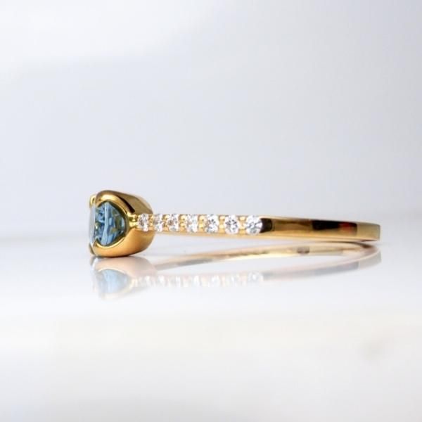 Aquamarine Pt900/K18アクアマリン ダイヤモンドリング (NO