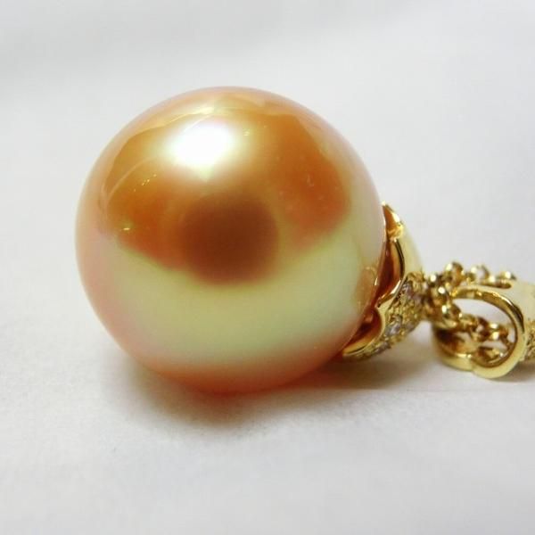 ゴールデンパールネックレス P 15.1mm D 0.26ct 45cm K18YG 真珠 ゴールデンパールネックレス P 15.1mm D 0.26ct 45cm K18YG 真珠