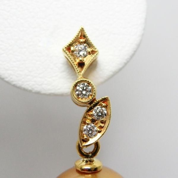 ゴールデンパール ダイヤモンドピアス P 10.8mm P 10.9mm D 0.14ct