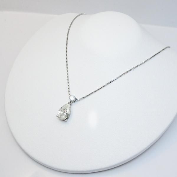 ペアシェイプダイヤモンドネックレス D 1.017ct I-SI2 D 0.10ct 45cm ...