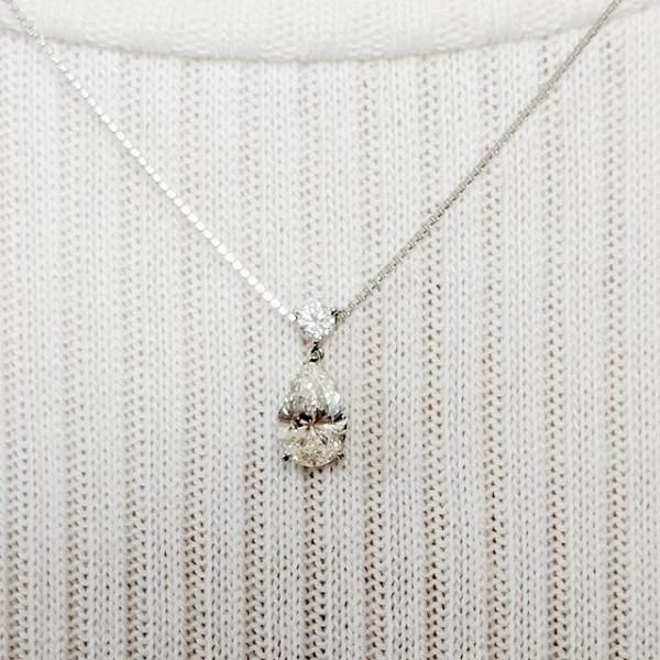 ペアシェイプダイヤモンドネックレス D 1.017ct I-SI2 D 0.10ct ペアシェイプダイヤモンドネックレス D 1.017ct I-SI2 D 0.10ct