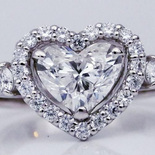 【はこぽす対応商品】 ハートシェイプダイヤモンドリング D 1.001ct F-SI2 D 0.33ct アクセサリー