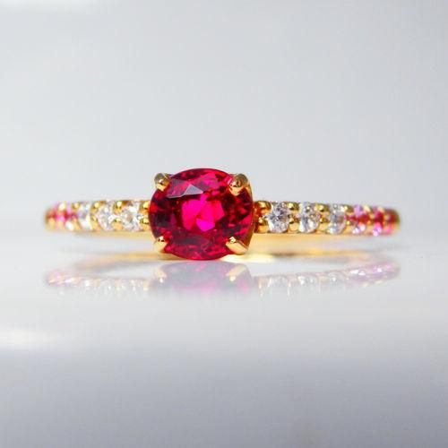 レッドスピネルダイアモンドピンクサファイアリングRS0.445ctD0
