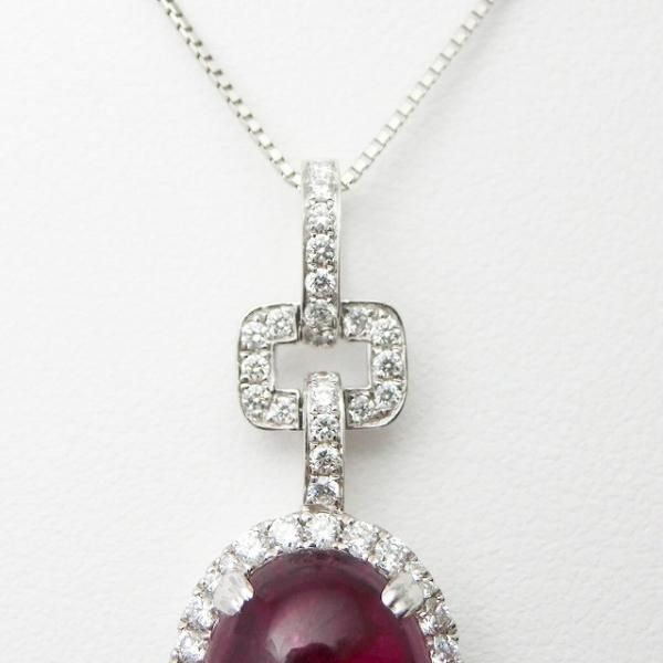 カボションルベライト ダイヤモンドネックレス RU 5.62ct D 0.49
