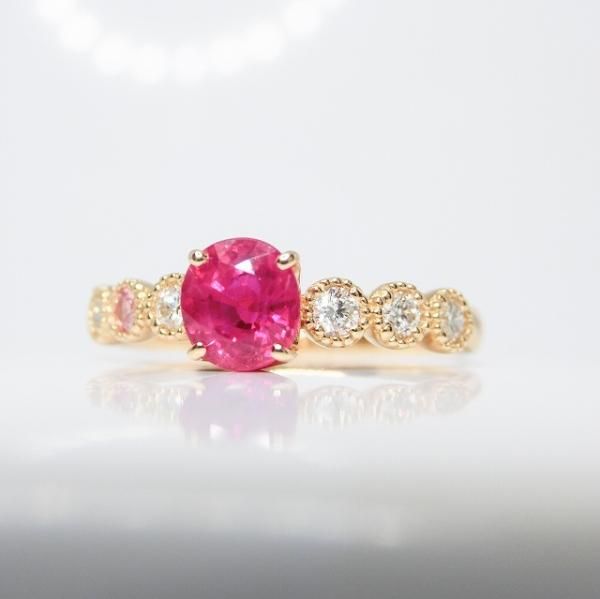ルビー ダイヤモンド ピンクサファイアリング R 0.79ct D 0.15ct SA