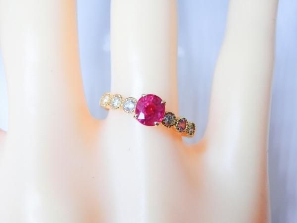 ルビー ダイヤモンド ピンクサファイアリング R 0.79ct D 0.15ct