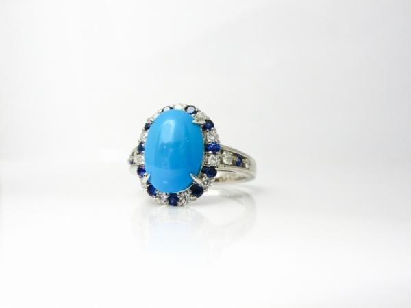 ターコイズ ダイヤモンド サファイアリング TQ 2.55ct D 0.26ct ターコイズ ダイヤモンド サファイアリング TQ 2.55ct D 0.26ct