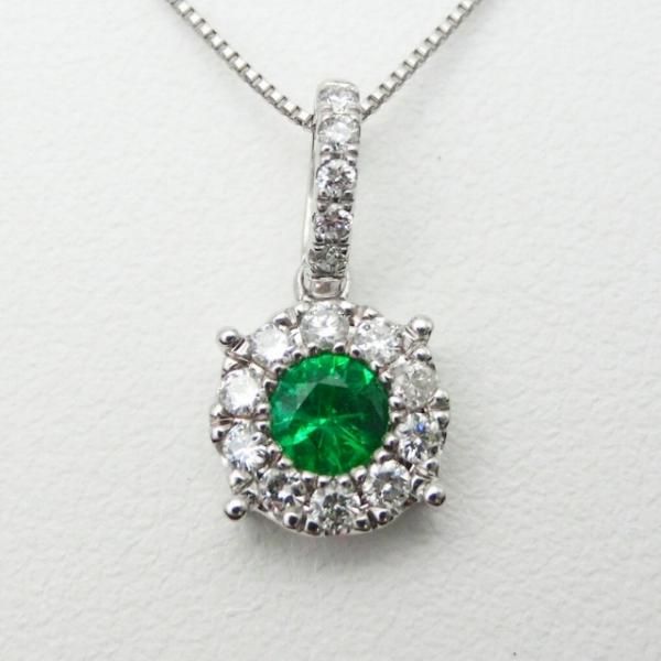 エメラルド ダイヤモンドネックレス EM 0.18ct D 0.18ct 45cm Pt900