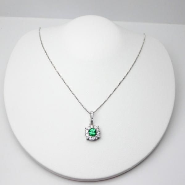 エメラルド ダイヤモンドネックレス EM 0.18ct D 0.18ct 45cm Pt900