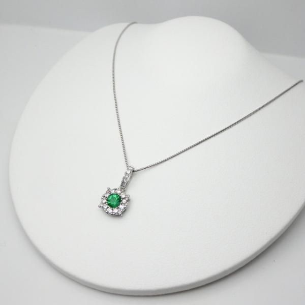 エメラルド ダイヤモンドネックレス EM 0.18ct D 0.18ct 45cm Pt900 