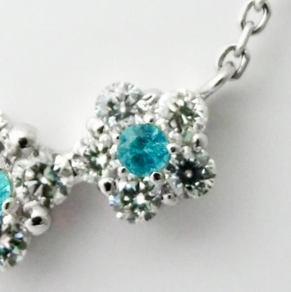 ブラジル産パライバトルマリン ダイヤモンド フラワーモチーフ