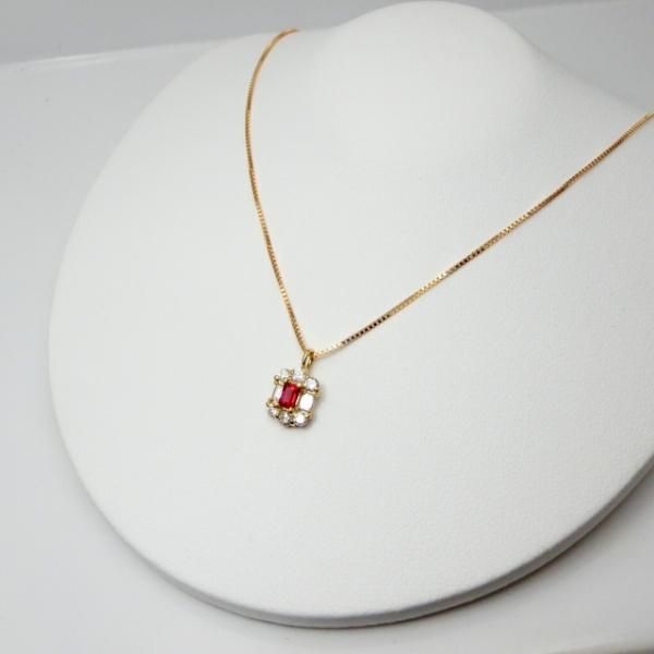 ピジョンブラッドカラールビー ダイヤモンドネックレス R 0.10ct