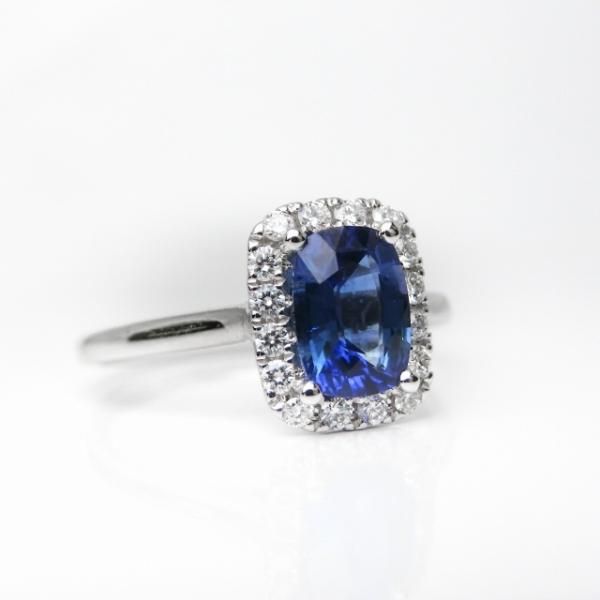 サファイア ダイヤモンドリング SA 1.01ct D 0.18ct K18WG サファイア ダイヤモンドリング SA 1.01ct D 0.18ct K18WG