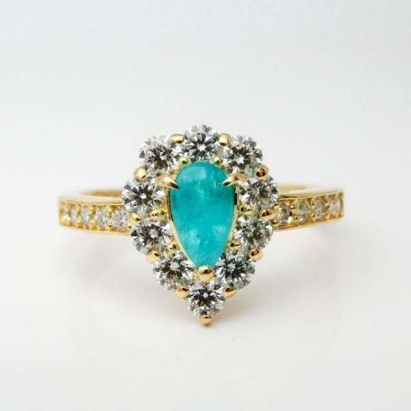 ブラジル産カボションパライバトルマリン ダイヤモンドリング PA 0.359