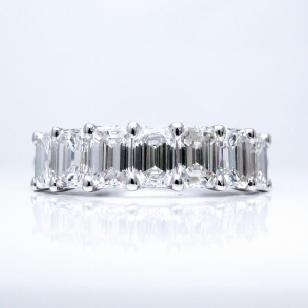 エメラルドカットダイヤモンドハーフエタニティリング D 1.98ct F-D