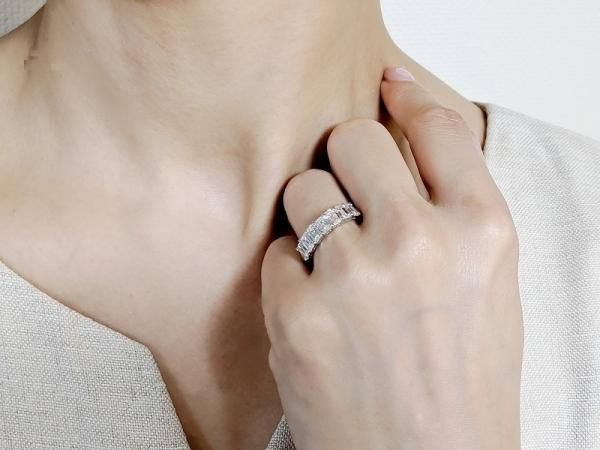 エメラルドカットダイヤモンドハーフエタニティリング D 1.98ct F-D