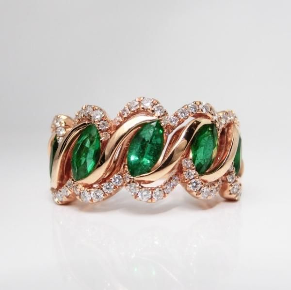 マーキスエメラルド ダイヤモンドバンドリング EM 0.92ct D 0.38 マーキスエメラルド ダイヤモンドバンドリング EM 0.92ct D 0.38