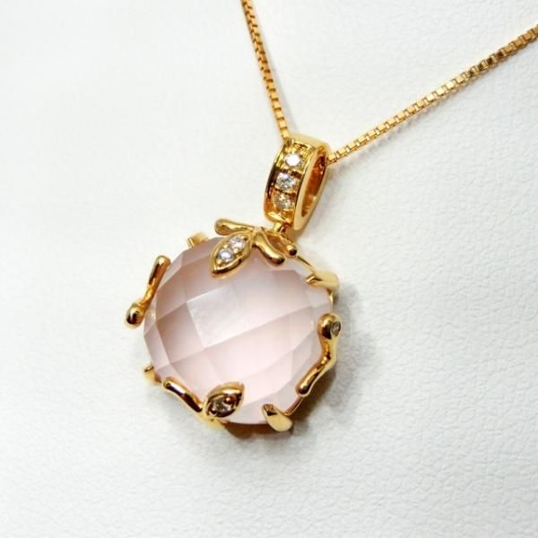 ローズクォーツ ダイヤモンドネックレス 7.46ct D 0.06ct 45cm ローズクォーツ ダイヤモンドネックレス 7.46ct D 0.06ct 45cm