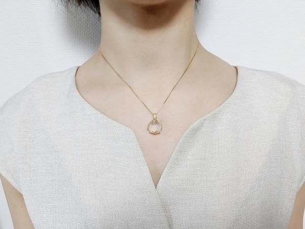 ローズクォーツ ダイヤモンドネックレス 7.46ct D 0.06ct 45cm