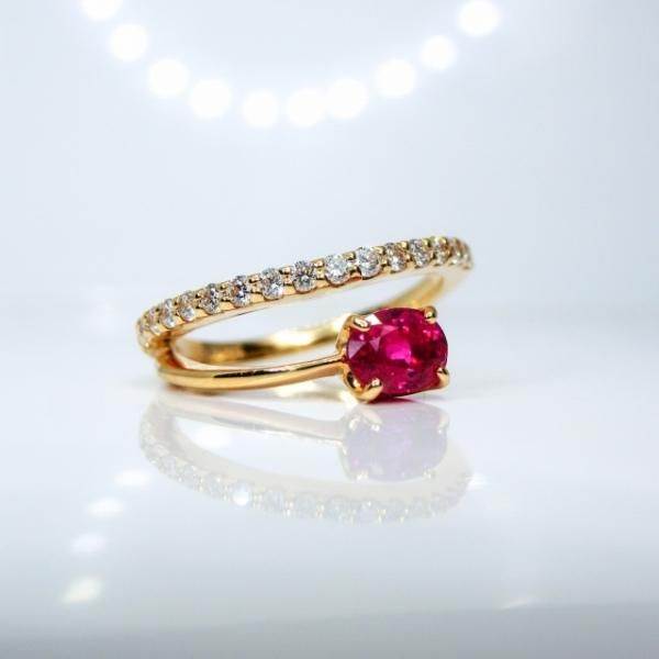 ルビー ダイヤモンドピンキーリング R 0.46ct D 0.17ct K18YG C ルビー ダイヤモンドピンキーリング R 0.46ct D 0.17ct K18YG C