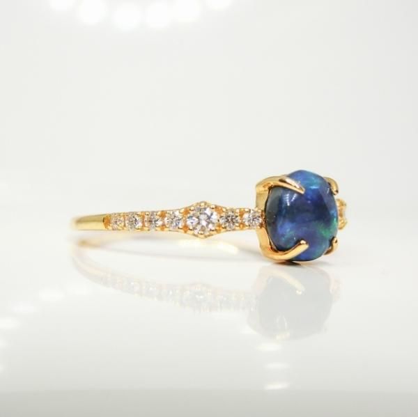 ブラックオパール ダイヤモンド リング BO 0.46ct D 0.10ct