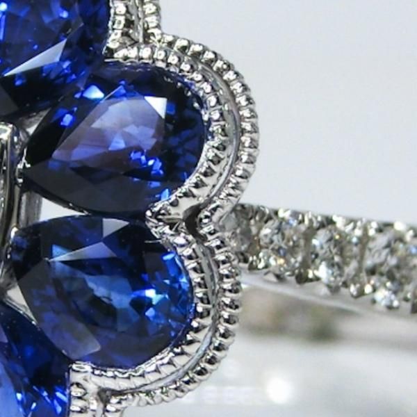 サファイア ダイヤモンドフラワーモチーフリング SA 2.13ct D