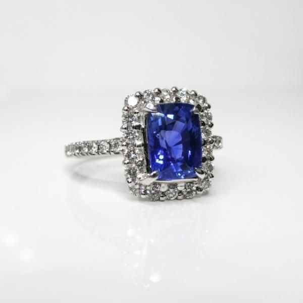非加熱ブルーサファイア ダイヤモンドリング SA 2.21ct D 0.51ct