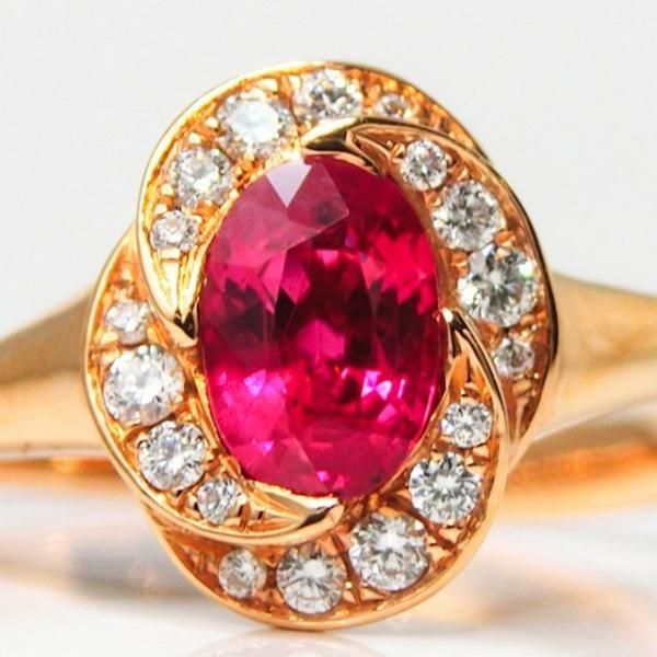 ルビー ダイヤモンドリング R 0.61ct D 0.12ct K18PG C-LINE