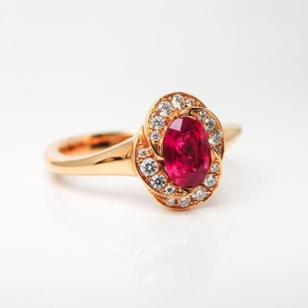 ルビー ダイヤモンドリング R 0.61ct D 0.12ct K18PG C-LINE
