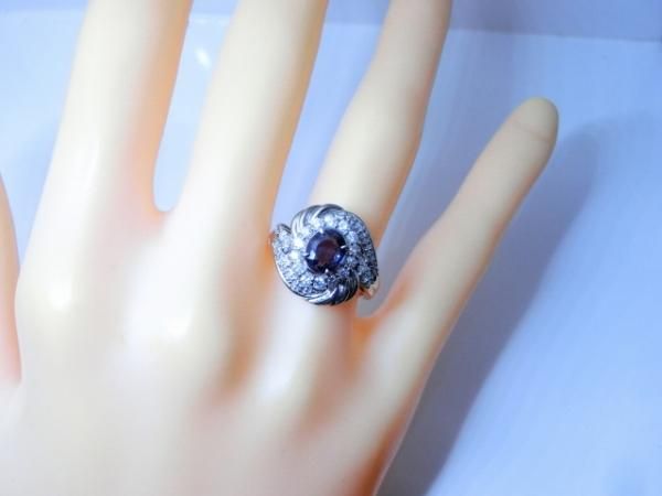 カラーチェンジガーネット ダイヤモンドリング GA 1.15ct D 0.50